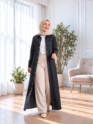 Denim Long Shirt - Black