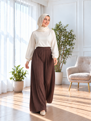 Plisse Pants - Brown