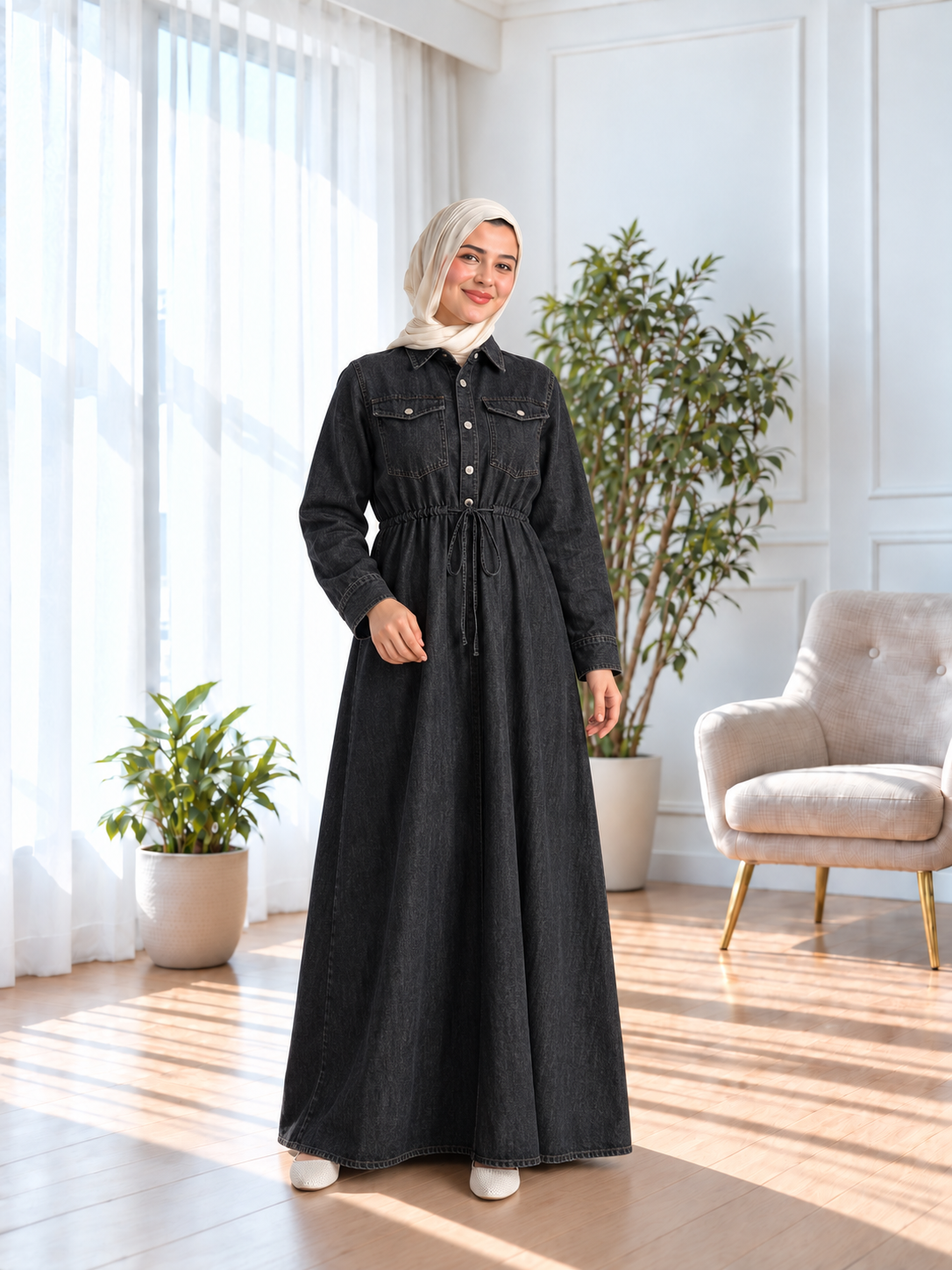 Denim Dress - Black