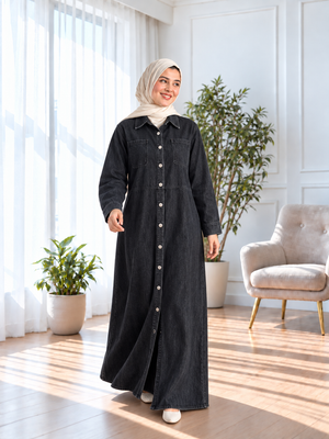 Denim Long Shirt - Black