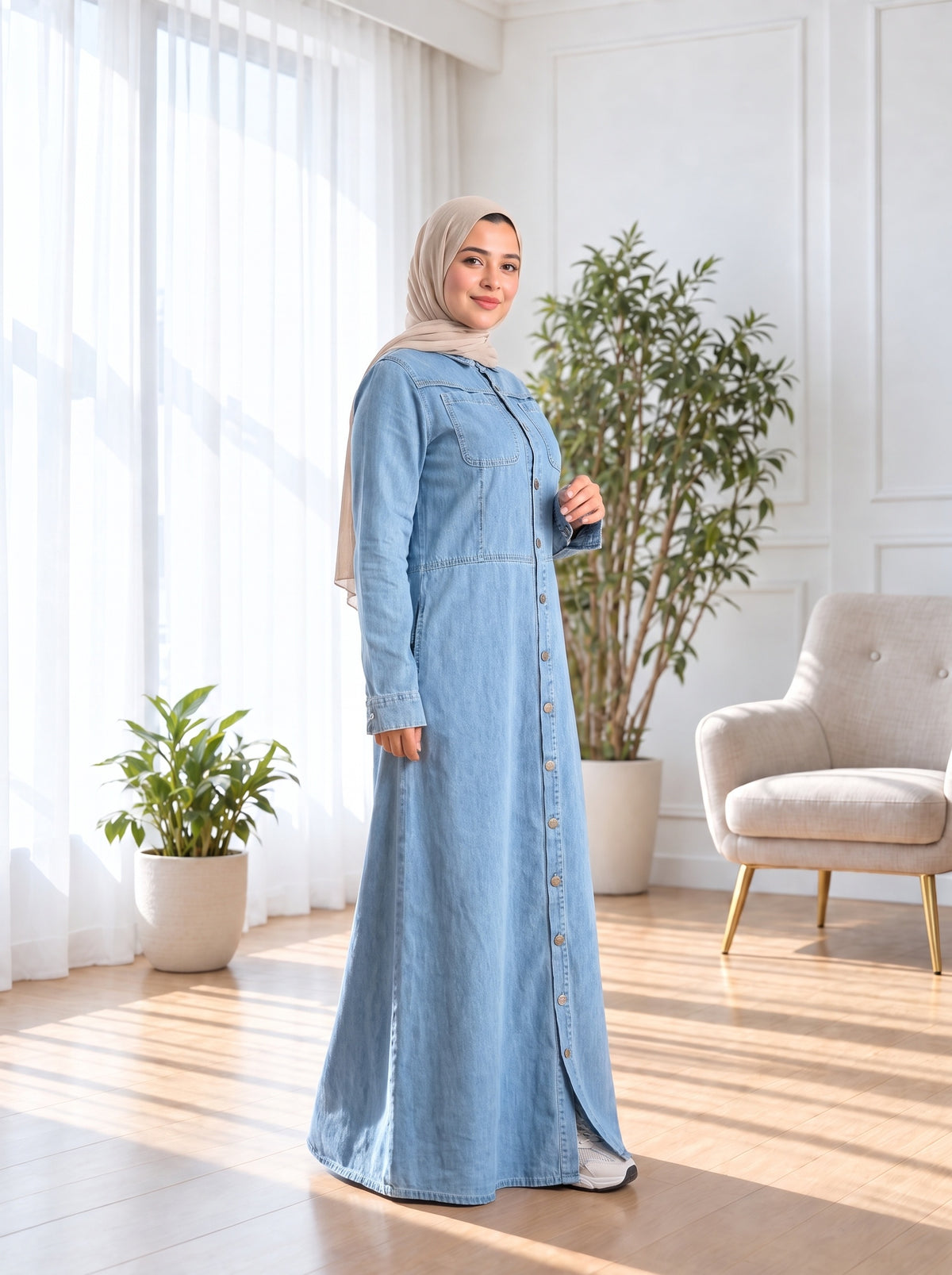 Denim Long Shirt - Light Blue