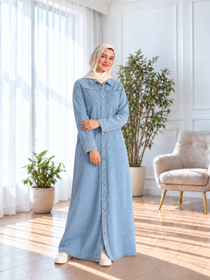 Denim Long Shirt - Light Blue