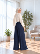 Plisse Pants - Navy