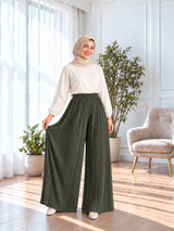Plisse Pants - Olive